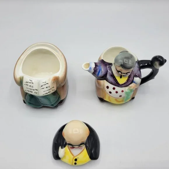 Vintage Hand Painted Japan Grandparents Creamer & Sugar Bowl Set - Picture 9 of 15